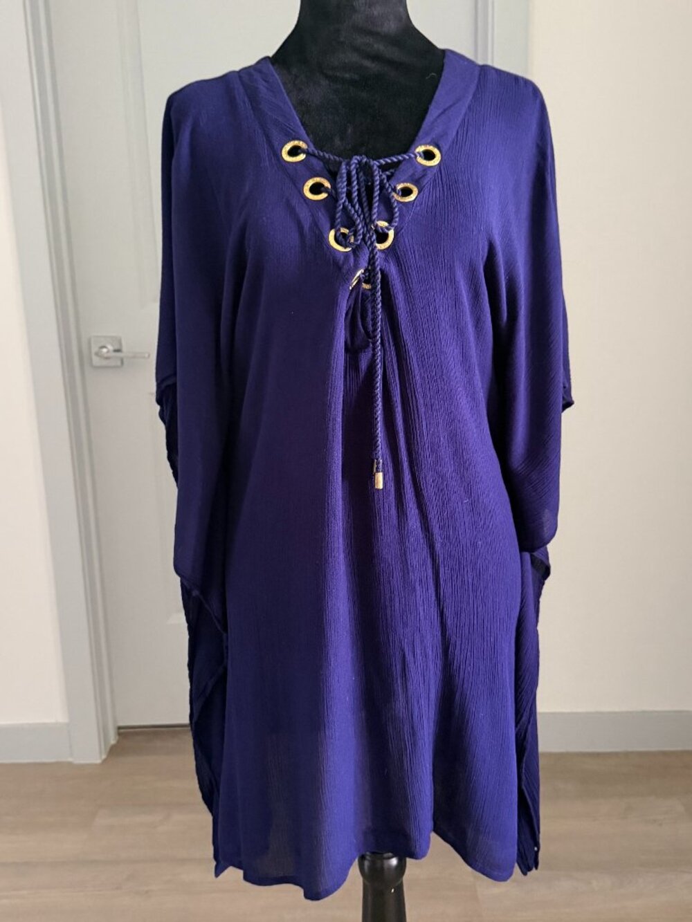 La Blanca Resortwear Capri Lace-Up Caftan Swim Cover-Up Sz S Vacation Beach